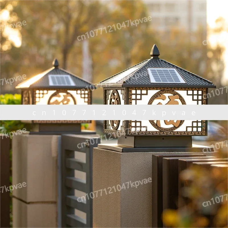 Solar stigma lamp villa door, Chinese outdoor courtyard wall lamp, waterproof