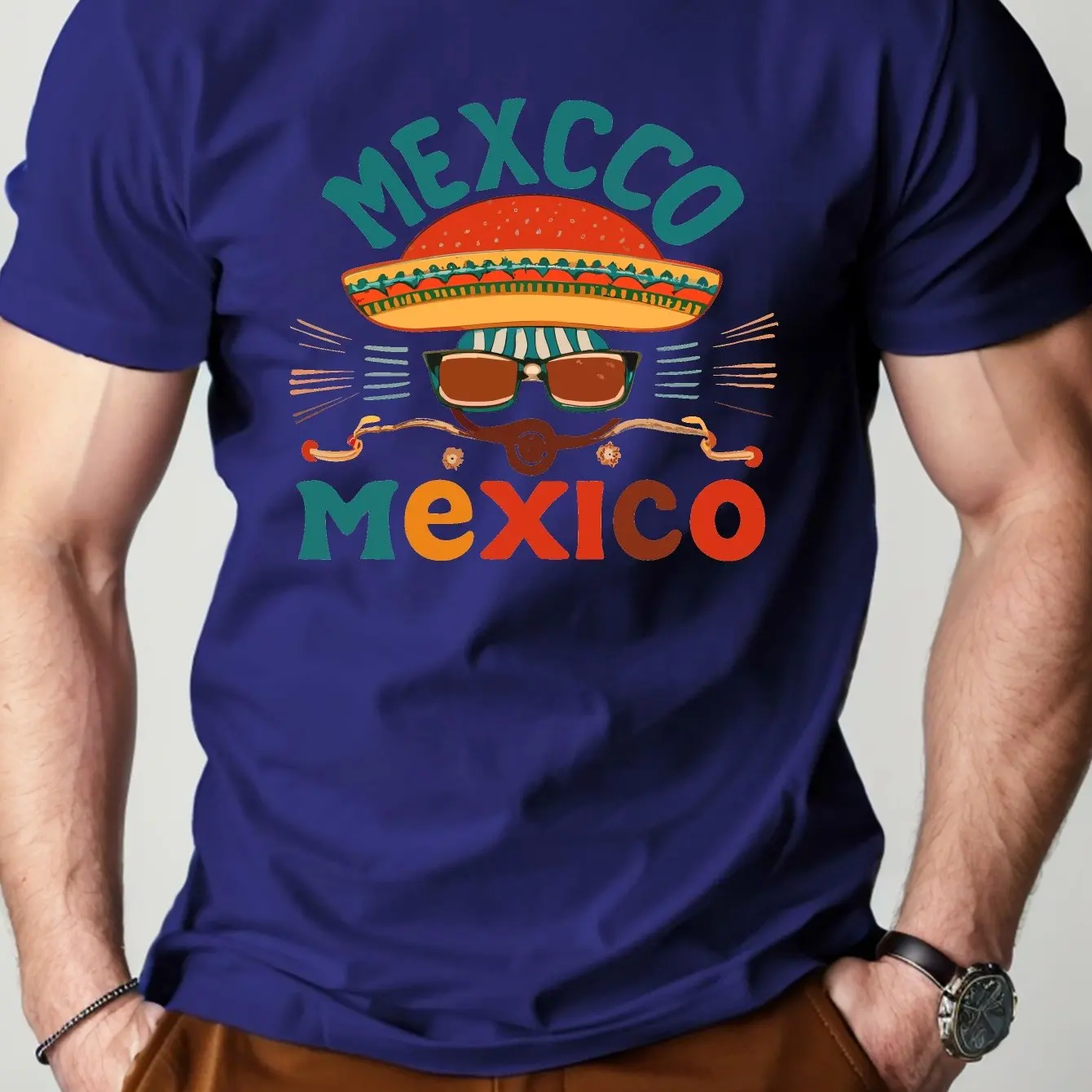 Mexico Print Men's T-shirt Short Sleeved O Neck Pullover Casual Top Tees Streetwear Sportshirt Outdoor Male Oversized Clothing