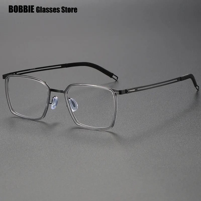 

Screwless Ultralight 8g Glasses Frame Men Titanium Acetate Fashion Square Small Rim Classic Prescription Eyeglass Eyewear Gafas