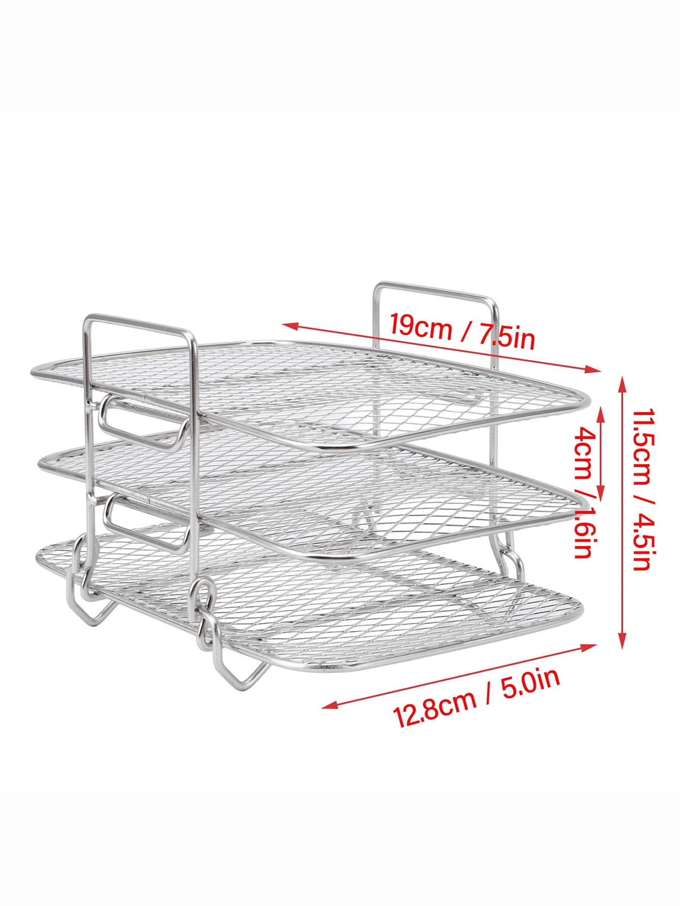 Air fryer rack, three-layer square air fryer rack, stackable stainless steel toaster rack, suitable for baking and cooking