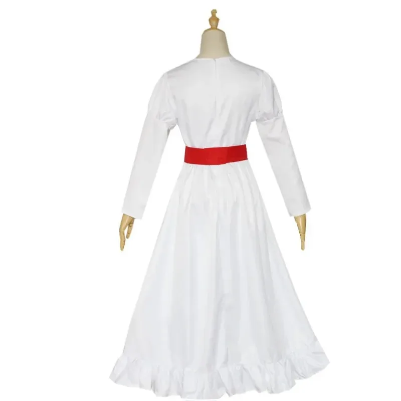 Robe blanche d'horreur d'halloween, jeu d'anime, manches longues, col rond, robe de performance féminine, vêtements de jeu de rôle pour enfants et adultes HQ005