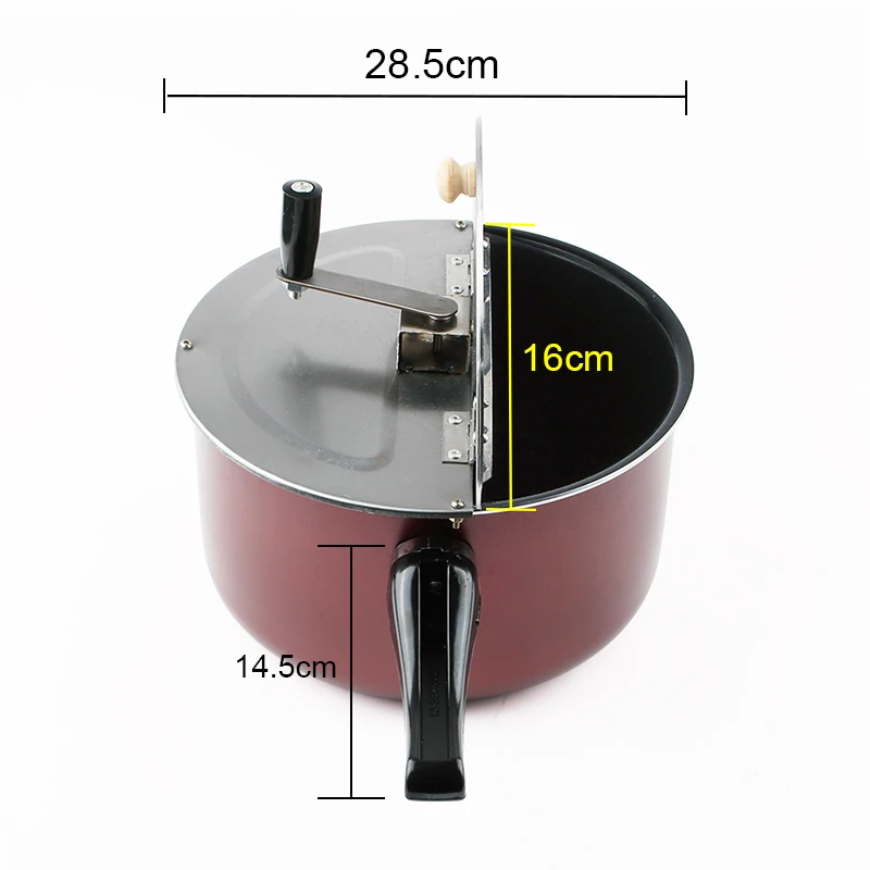 Hand-operated Stovetop Gas Popcorn Maker Commerical Popper Pot Nonstick Manual Hand Cranked Hot Oil Popped Corn Making Machine