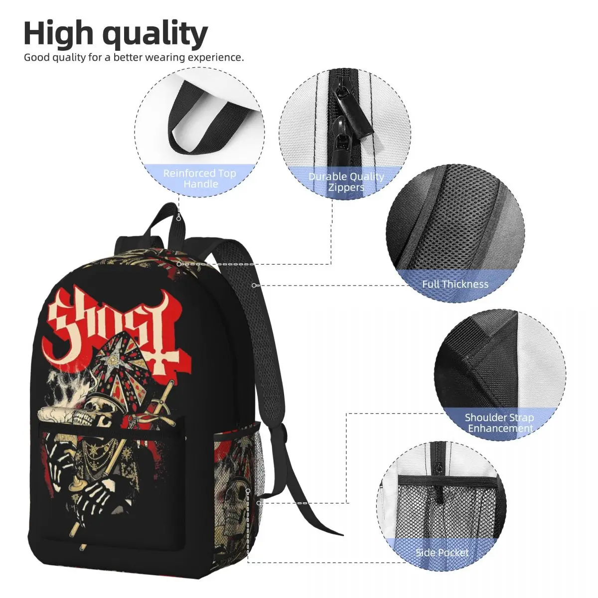 Swedish Rock Band Horror Ghost Backpack Student BookBag Children School Bag Laptop Shoulder Bags for Men Women