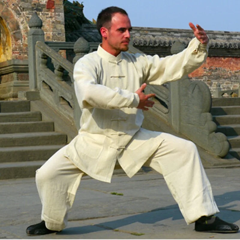 

Chinese Traditional Wudang Linen Tai Ji Suit Men's Lay Buddhist Clothes Tai Chi Practice Clothing Performance Martial Arts Wear