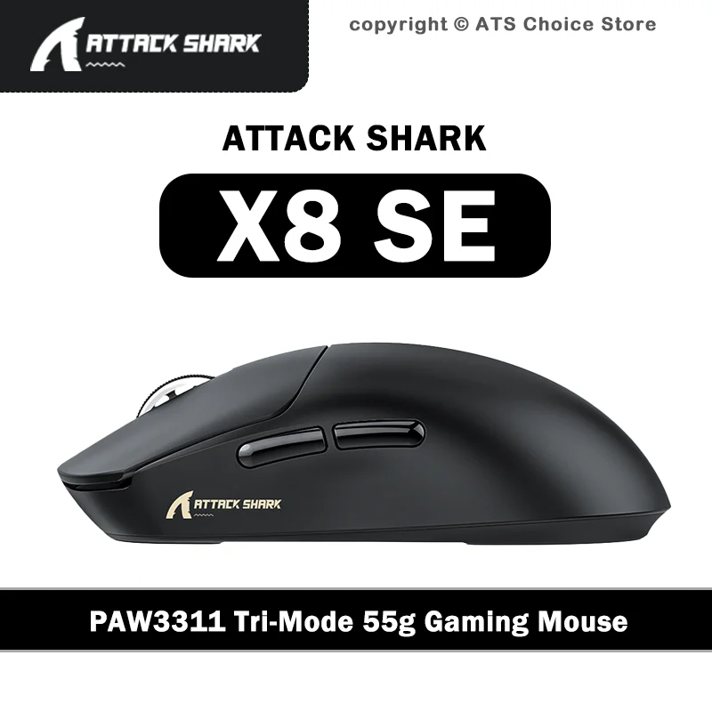ATTACK SHARK X8 SE Wireless Gaming Mouse PAW3311 25000 DPI 55g Lightweight Tri-Mode Bluetooth 2.4G Wired 1000Hz 500mAh For Gamer
