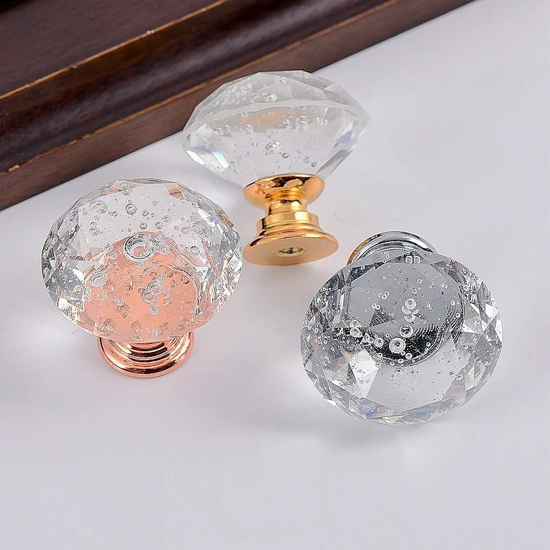 Glass creative raindrop flat drawer cabinet door handle single hole wardrobe clothing store handle modern simple 30