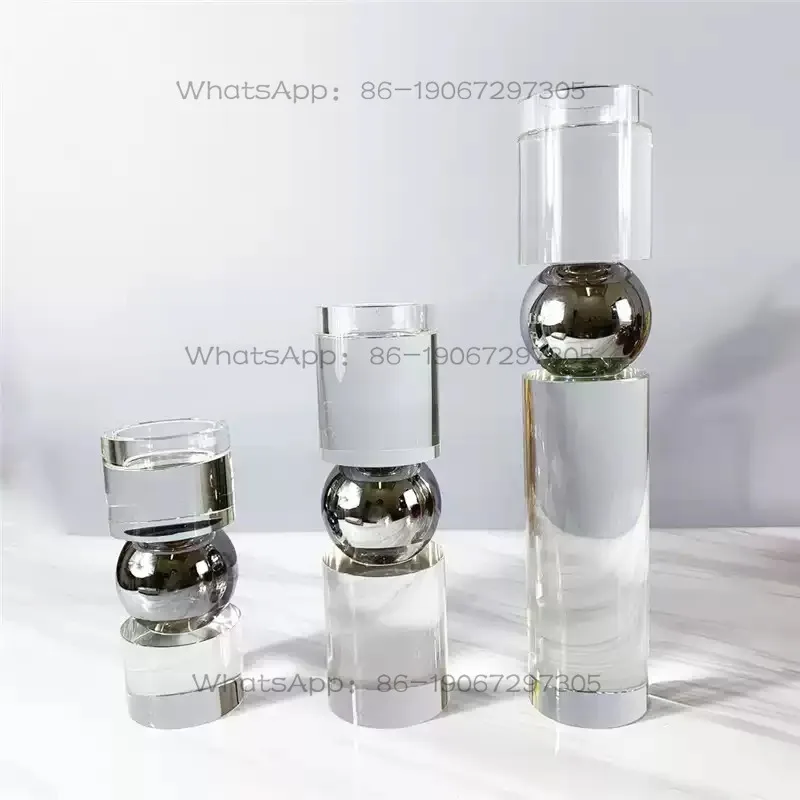 Modern Simple Home Model Room Transparent Crystal High Candle Holder Ornament Restaurant Table Decoration