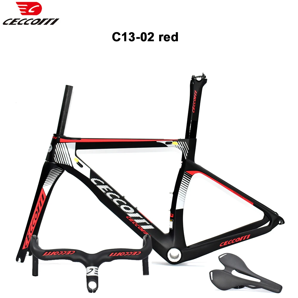 CECCOTTI 700C V Brake Carbon Frame Road Bike BSA 68mm thread Racing Bicycle Frameset Fit Max TIres 25mm Tires V Brake Frame