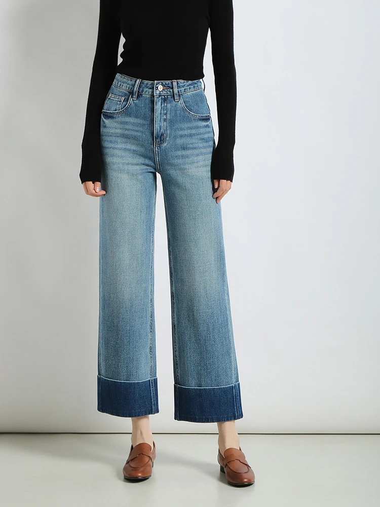 

Повседневные джинсы-брюки свободного кроя с прямыми штанинами, девятисекционные, женские, универсальные, для стройного силуэта, в маленьких размерах, придающие облегченный вид, повседневные и для мам