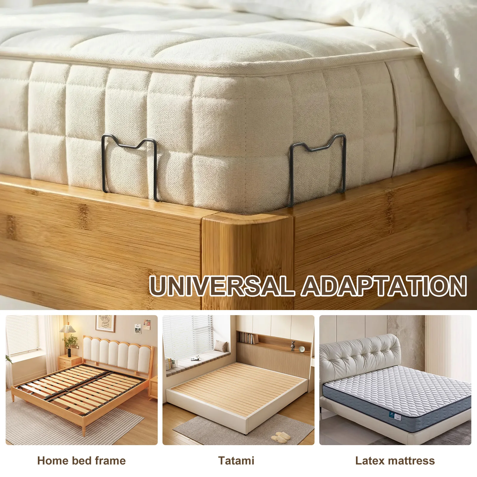 2 Pcs Mattress Slide Stopper Bed Frame Brackets Metal Anti Slip Fastener Furniture Sliding Prevention image 3