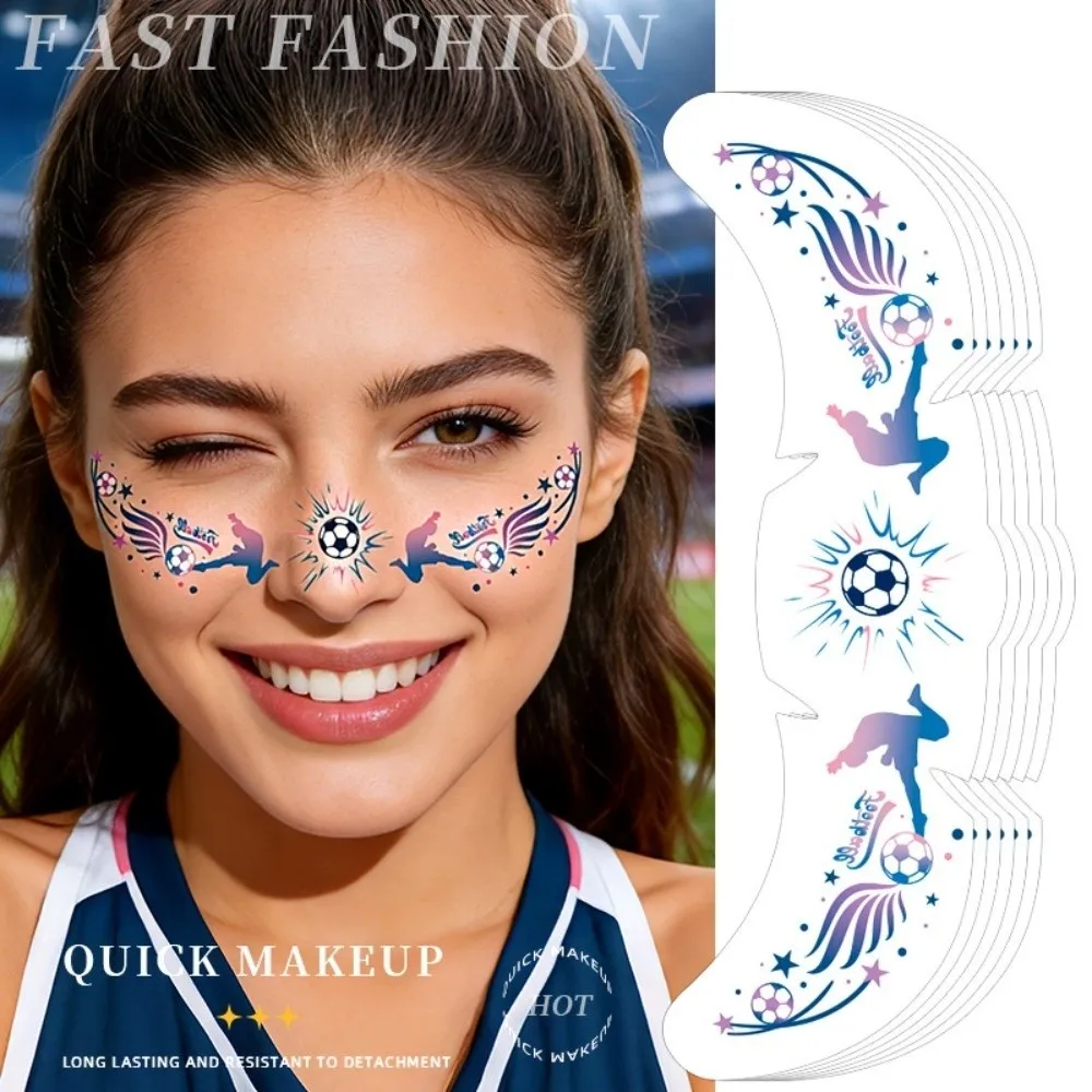 Sports Event Match Football Face Temporary Tattoo Y2k Spicy Girl Featuring Fun Cartoon Ball Soccer Freckle Tattoo Long Lasting