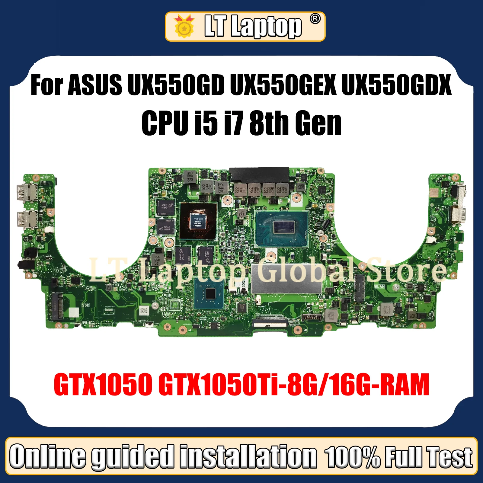 

LT ноутбук UX550GD Материнская плата ASUS UX550GE UX550GEX UX550GDX материнская плата для ноутбука с i5 i7-8th GTX1050/GTX1050TI 8 ГБ/16 ГБ