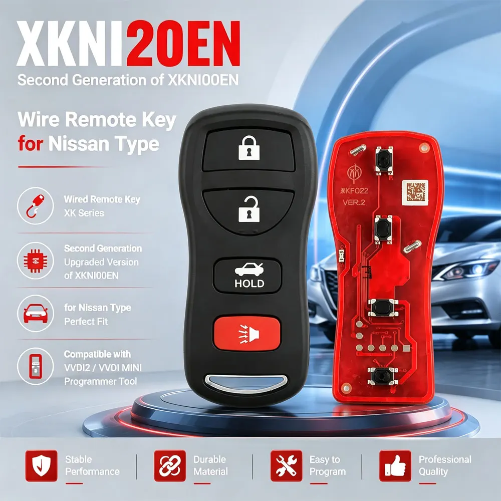 Xhorse XKNI20EN Wire Remote Key 3 Buttons for Nissan Type 2 Genaration of XKNI00EN Car Remote Key for VVDI2 Mini Programmer Tool
