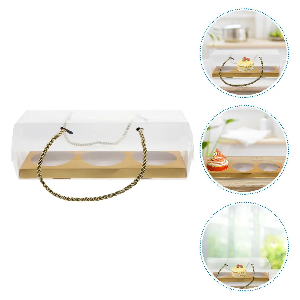 

20pcs Clear Cake With Handle Bakery Packaging For Cookies Mousse Cupcake Pastry Desserts Transparent Food Storage Boxes Sturdy