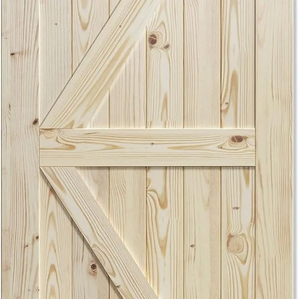 

DIY 38 x 84, предварительно просверленная раздвижная дверь сарая из массива ели, незавершенная, внутренняя одинарная дверь, натуральная, подходит для направляющей 6,6 футов