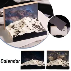 Timepiece Calendar 2025, 3d Snow Mountain Three-Dimensional Notepad Paper Carving, Gifts, Suitable For Home Office