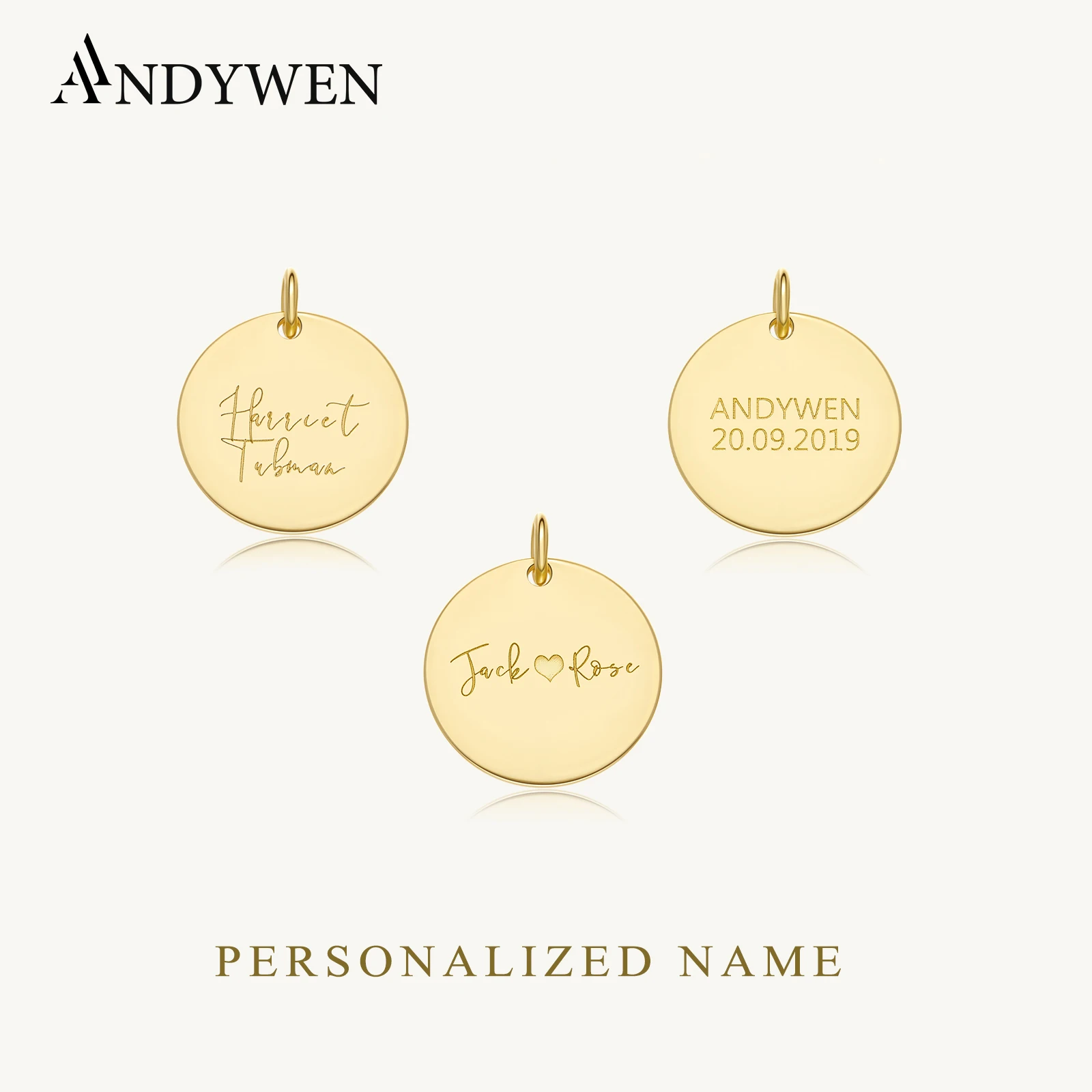 

ANDYWEN стерлингового серебра 925 пробы с буквами, персонализированное ожерелье с гравировкой имени, кулон, подарок на день рождения, ювелирные изделия на день Святого Валентина