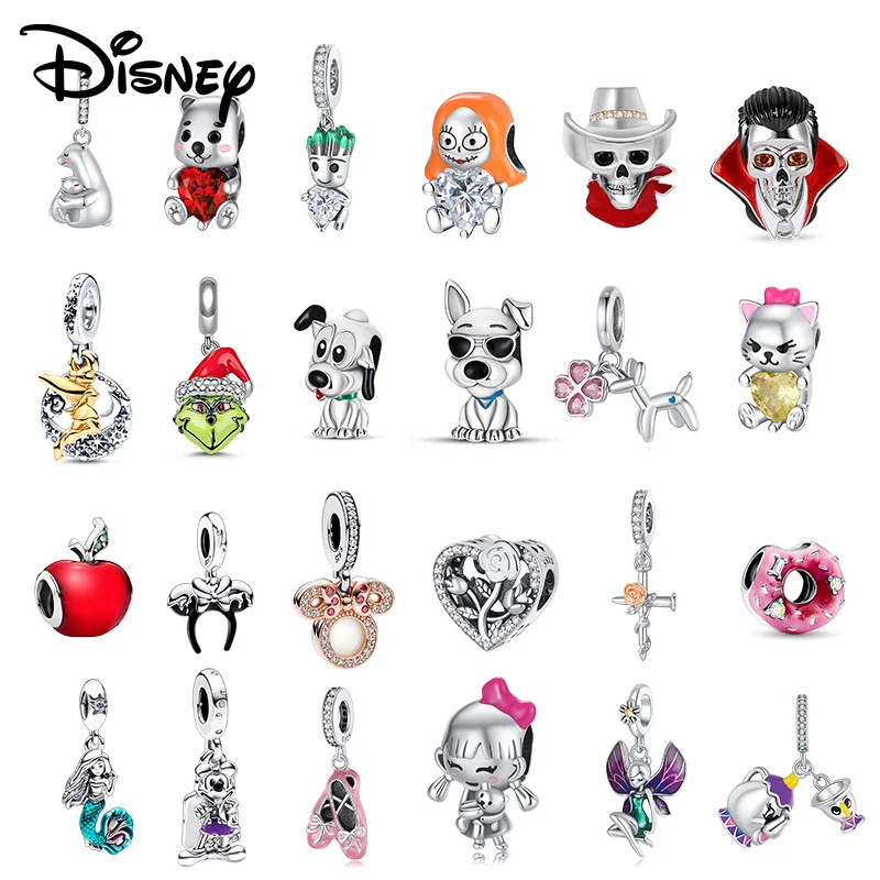 

Disney 925 Silver Mermaid Princess and Mickey Mouse with various styles of pendant beads suitable for DIY bracelets and necklace