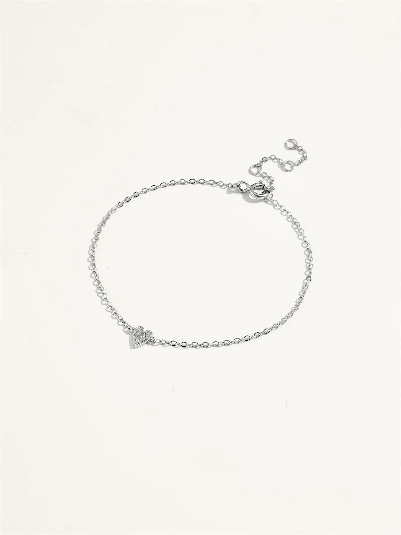 ANDYWEN 925 Sterling Silver 5mm Heart Shaped Zircon Pave CZ Charm Bracelet Chain - Luxury Fine Jewelry with Crystal Elements