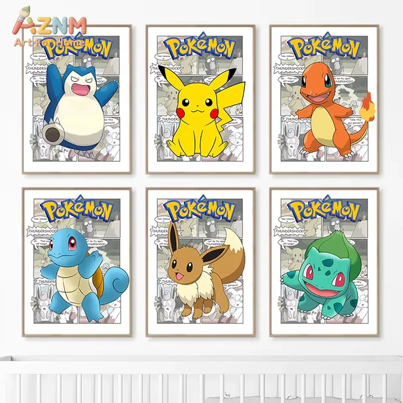 1PC ，  Pokemon Anime Canvas Painting Pikachu Poster  Picture Wall Art Home Decor Gifts Cuadros