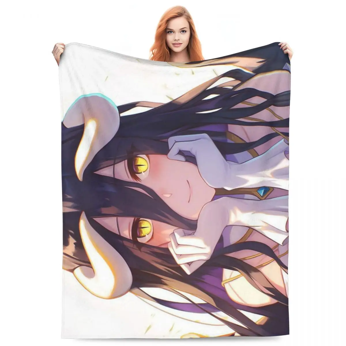 Adventure Anime Albedo Overlord Blanket Flannel Sofa Throw Blanket Breathable for Couch Bedding Outdoor Throws Bedspread Quilt
