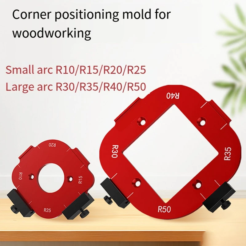 2PCS Woodworking Router Templates R10-R50 Radius Jig 4-In-1 Arc Angle Positioning Template, Corner Radius