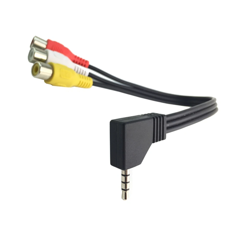 Kabel steker adaptor Audio, kecepatan tinggi 90 derajat 3.5mm Male Jack ke 3 RCA soket Plug Adapter Audio AV kabel kawat