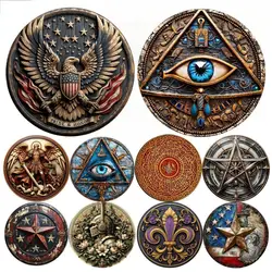 Round Metal Aluminum Sign Art Painting Wreath Decorative Plates Entrance Decor Gift Mask Theme For Bar Club Home Room Wall Decor