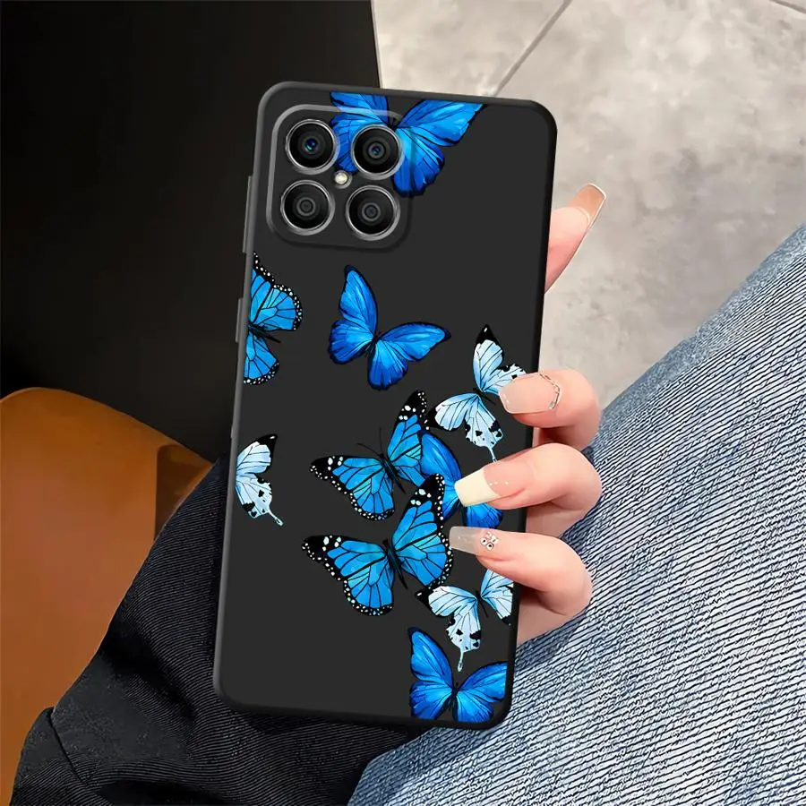 حافظة لهاتف Honor X7a 70 X9a X9 8X X9c X8 90 Lite X7 غطاء خلفي ناعم على شكل فراشات ملونة