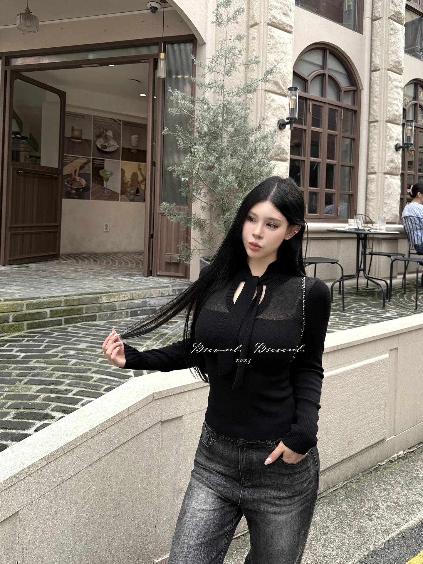 

Bla Knitted Sweater Women's Winter Faion plus Size Netie Waist Cinched Korean Sle Top Polyester Fiber Long Sve V-Ne