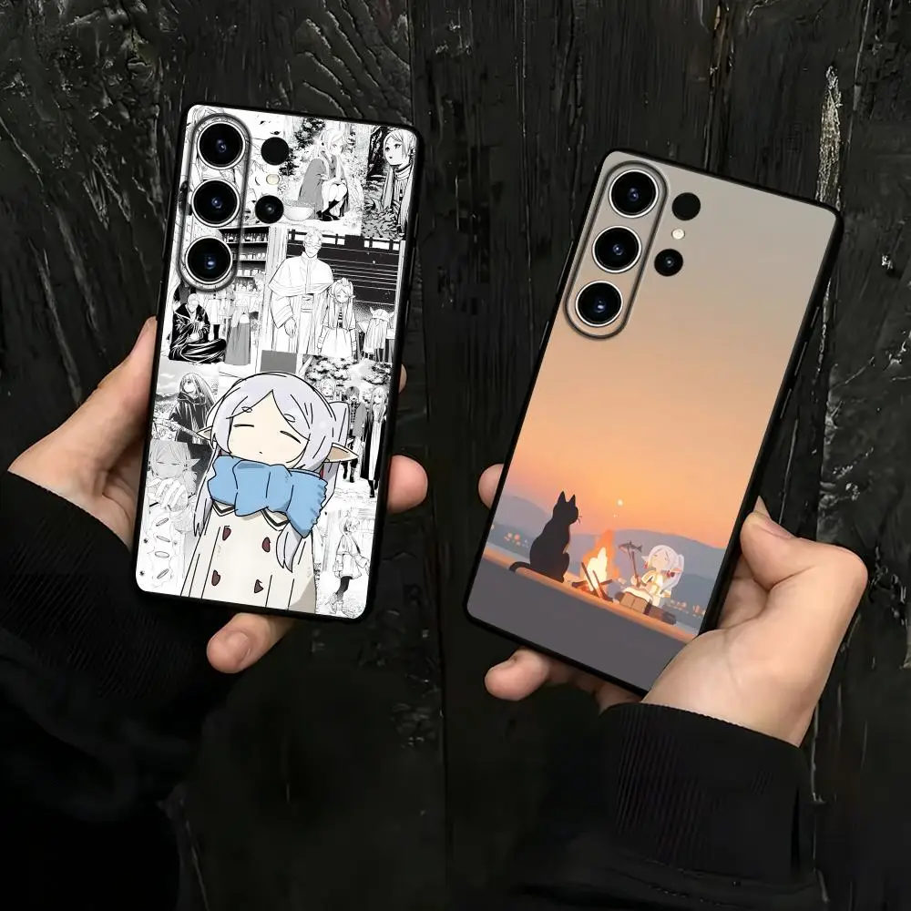 anime Frieren Beyond Journey's End Phone Case For Samsung Galaxy S26 S25 S24 S23 S22 S21 S20 Plus Ultra Note20 Soft Black