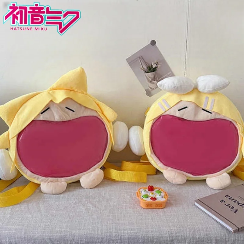 Super Cute Hatsune Miku Kagamine Rin Kagamine Len Plush Shoulder Bag Painful Packet Kawaii Cosplay Backpack Girls Children Gifts