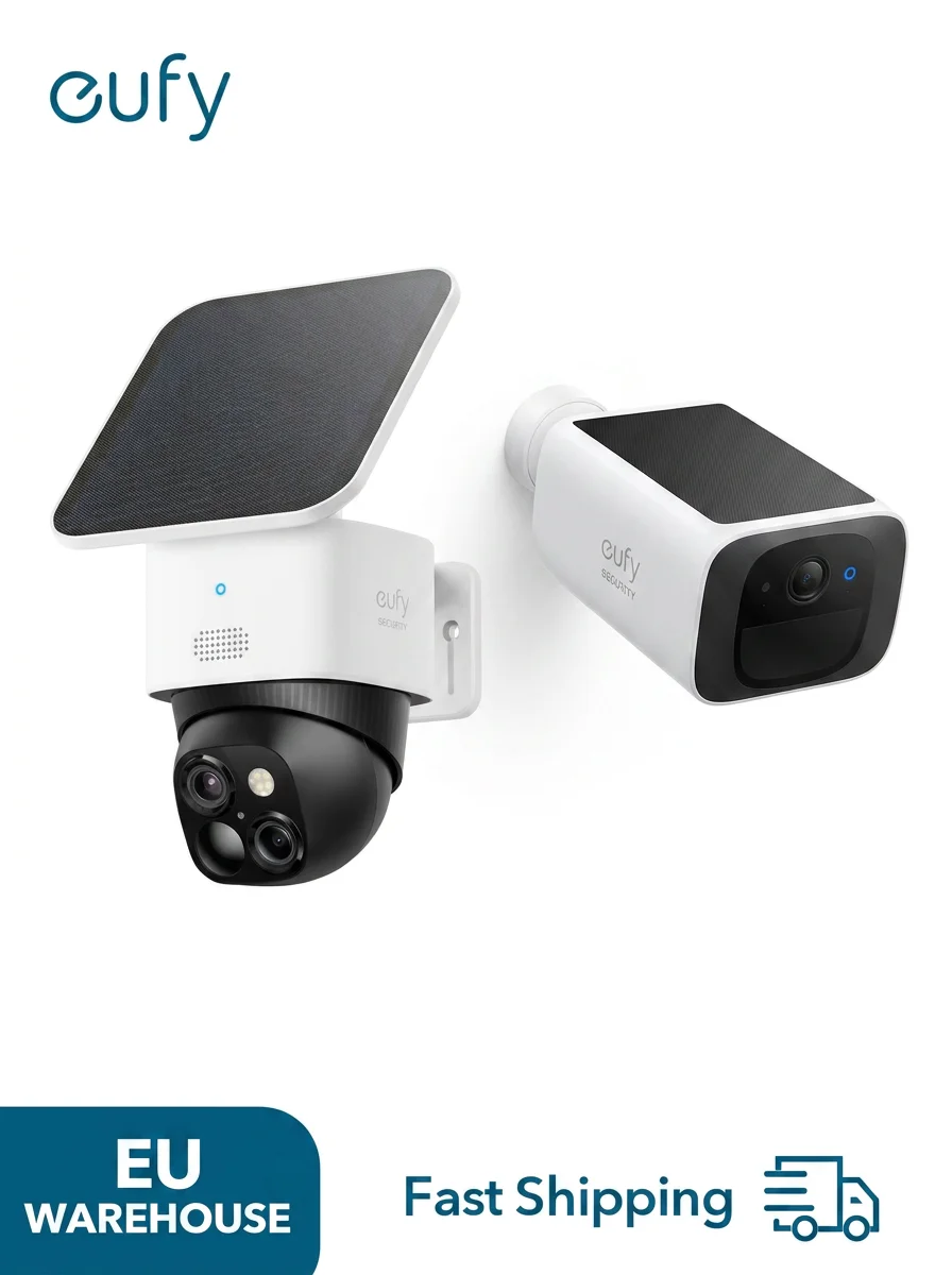 Ensemble de 2 caméras de sécurité eufy S340 & S220, caméras de sécurité extérieures sans fil à énergie solaire, caméras de sécurité domestique avec vision à 360° °   Couverture panoramique et