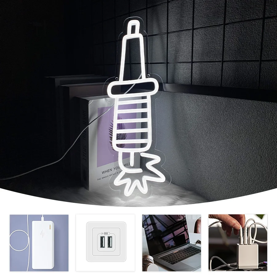 Spark Plug Led Neon Sign, White Icon Usb Powered, Used For Business Decor In Auto Repair Shops, Garages, Man Caves And Shops.