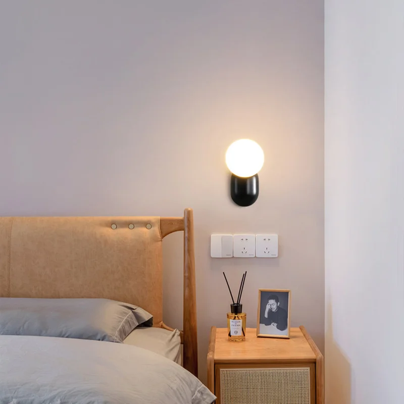 Nordic Led Wall Lamp Creme Wall Sconce Decor Home for Bedroom Modern Minimalist Glass Wall Lamp Lampara De Pared Led Lighting