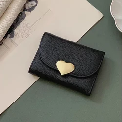 Cartera pequeña de cuero genuino para mujer, billetera pequeña de cuero de Caw corto, 2022