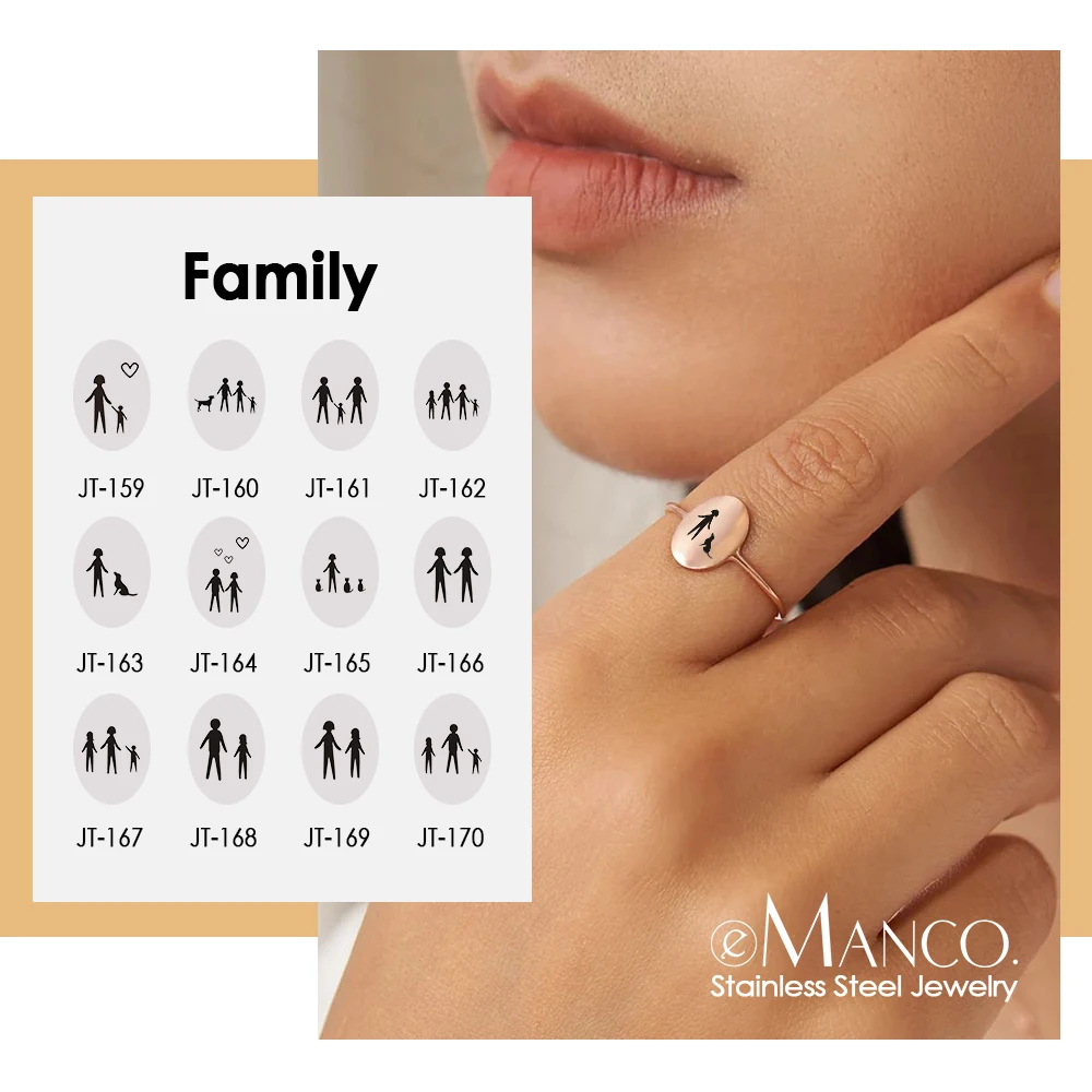 eManco Custom Dog Cat Engraved Family Stainless Steel  RING  for Women Accessories Birthday  Jewelry