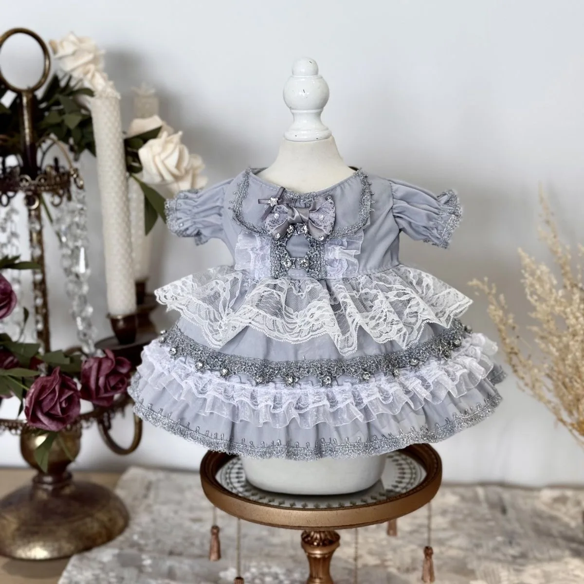 10 سنتيمتر 15 سنتيمتر 20 سنتيمتر 40 سنتيمتر ملابس دمى القطن ، فستان رمادي 50-55 سنتيمتر تولد من جديد دمية فستان مع شحن مجاني