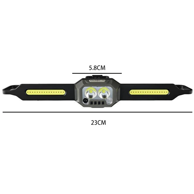 Lampada frontale con sensore a LED 1000 lumen COB Silicone leggero per corsa escursionismo campeggio