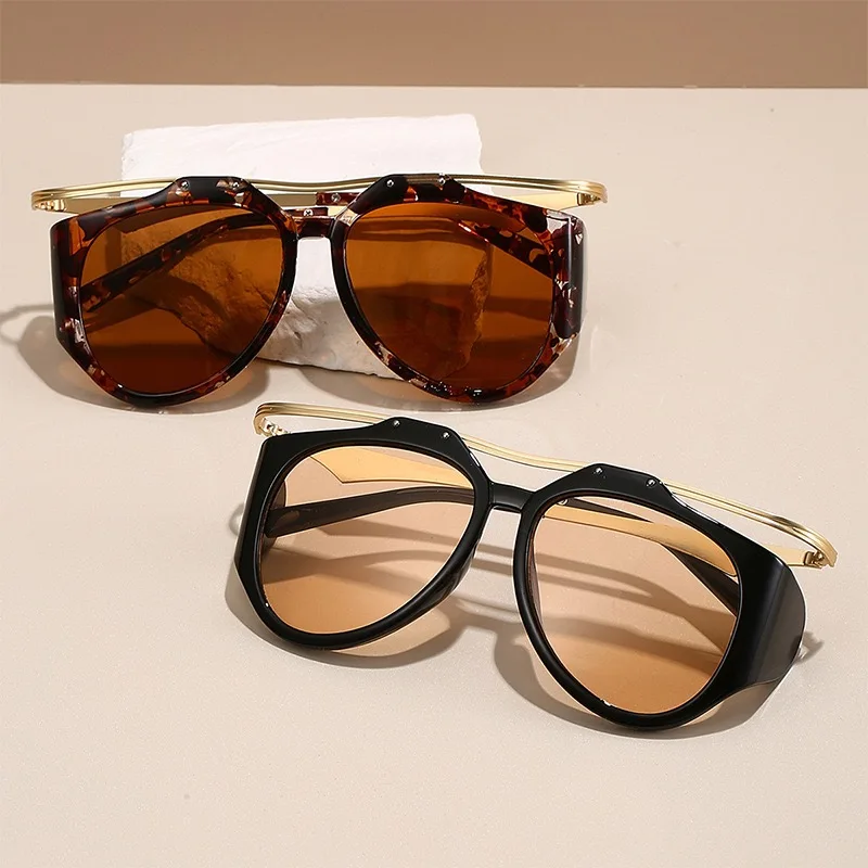 Designer Oversized Sunglasses Black For Women Fashion Brand Silver Mirror Retro White Beach Sun Glasses For Man Woman With Case