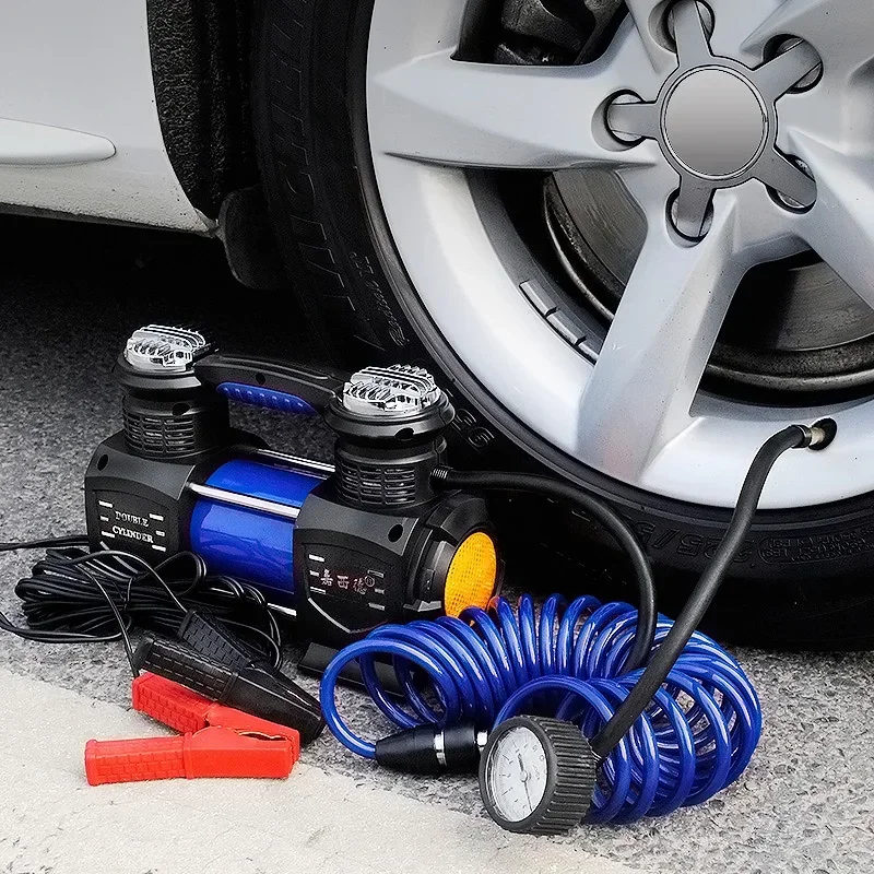 Car mounted inflation pump dual cylinder high-pressure high-power portable car 12V volt off-road SUV sedan tire inflation pump