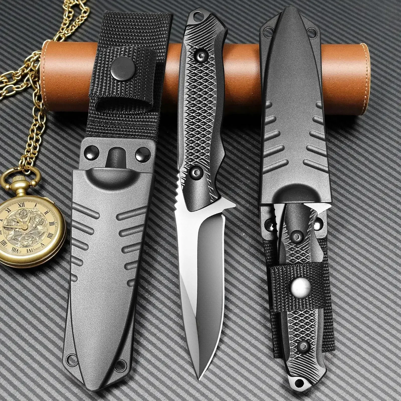 Strong Fixed Blade Camping Knife Full Tang, for Cutting Rope, Food Prep, Outdoor Survival, Bushcraft and Tactical Use