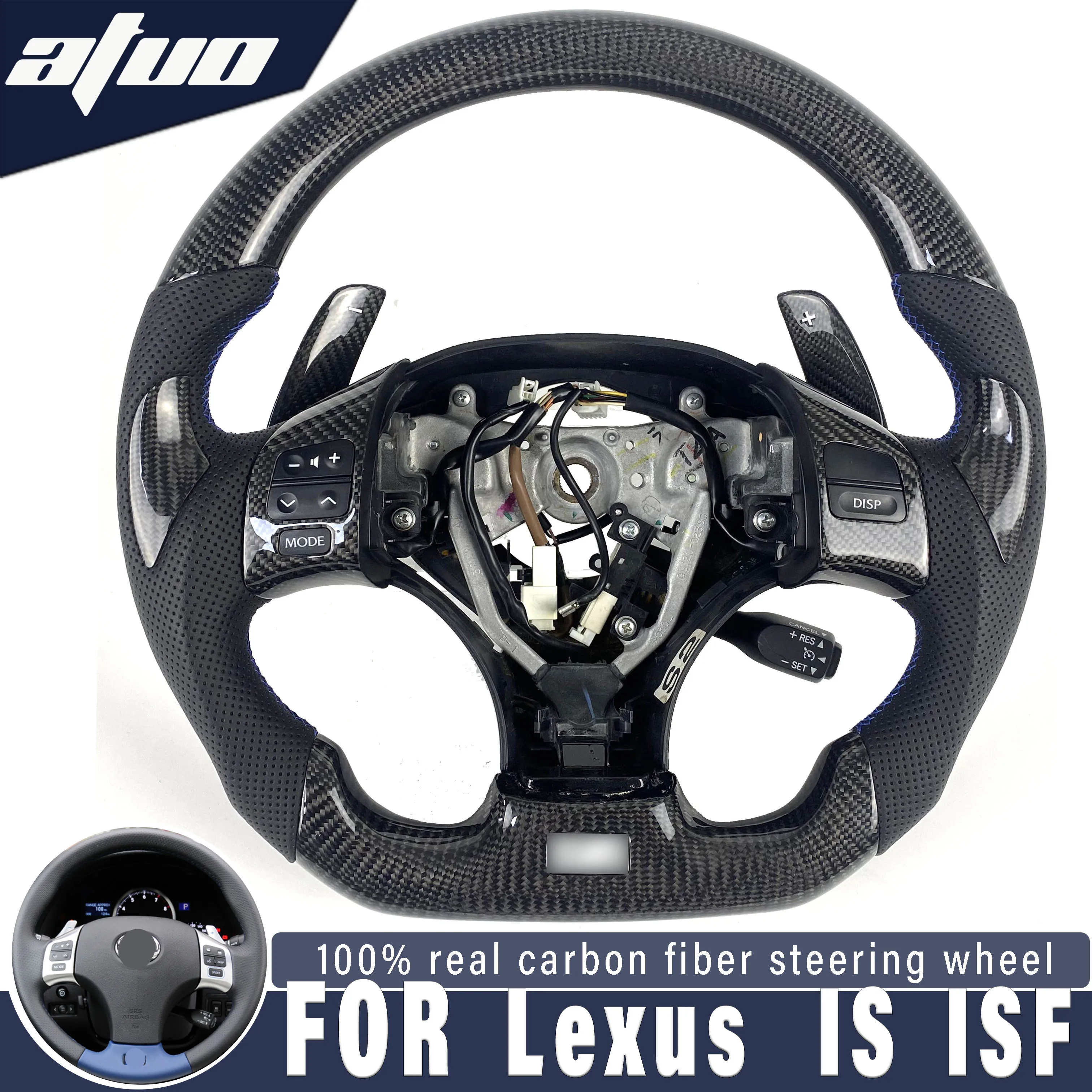 

Customized carbon fiber steering wheel Fit For Lexus IS250 IS300 IS350C ISF 2006-2011 F-Sport leather paddle shifters