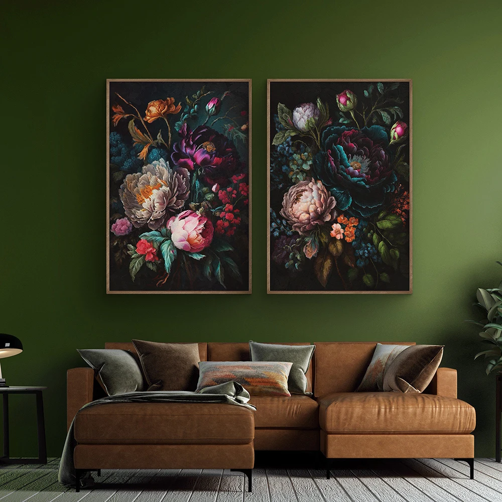 

Dutch Flower Still Life Painting Dark Floral Classic Fine Art Posters and Prints Gallery Wall Art Canvas Pictures Home Decor