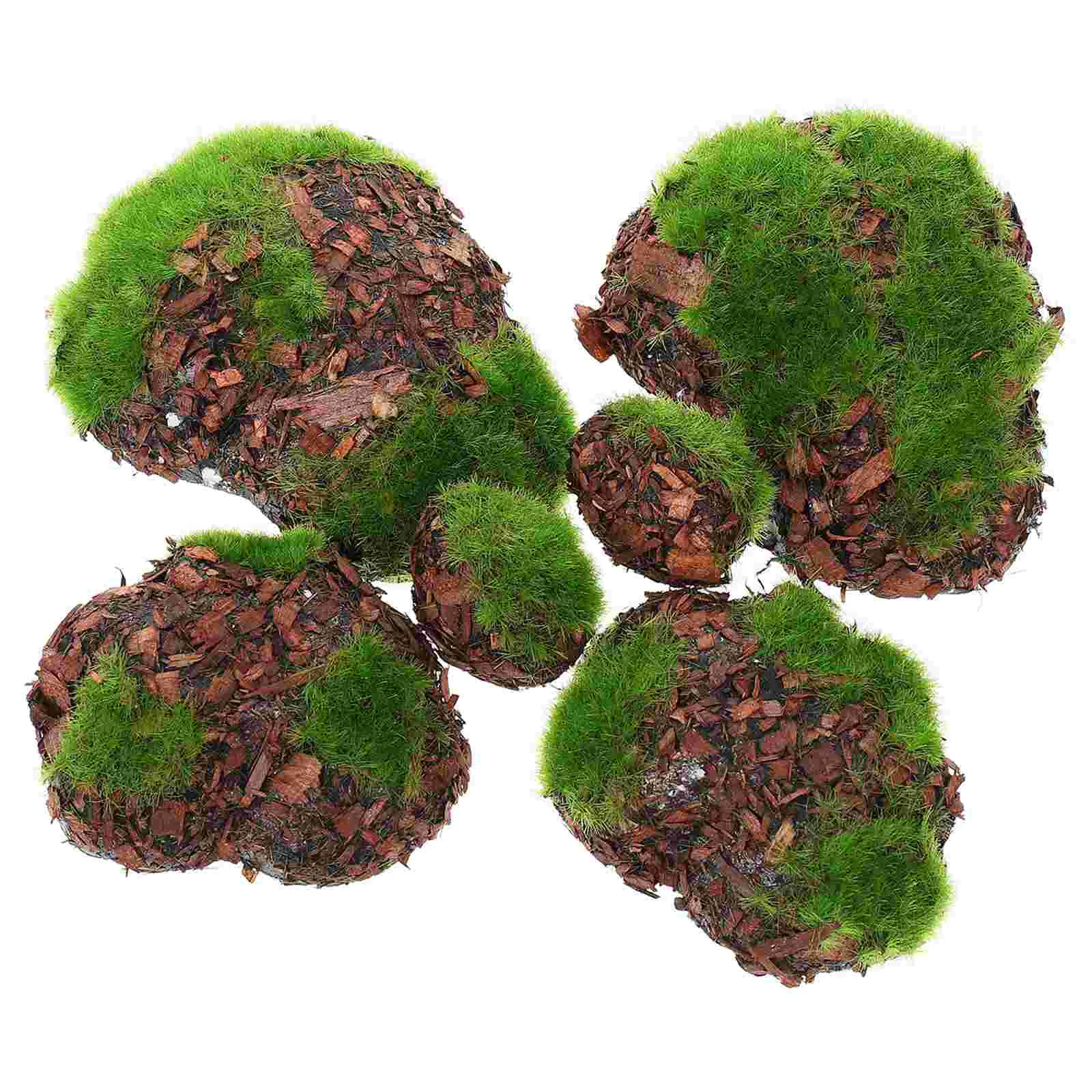 Simulated Moss Stone Cover Sphere Green Mossy Ball Imitation DIY Crafts Bonsai Ornament Artificial Stones for Ponds