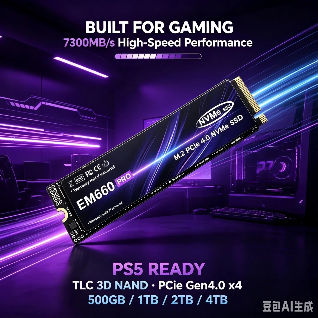2026New EM660 1TB 2TB 4TB PCIe Gen4 NVMe M 2 SSD 7300MB s High Speed  Drive For Laptop Desktop PC OEM Original