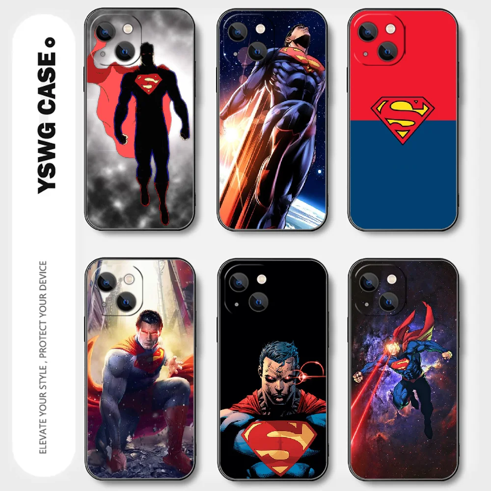 Kal funda de teléfono Superman para iPhone 15, 14, 13, 12, 11, 8 Pro Max, X, XR, XS Plus, Mini, negra