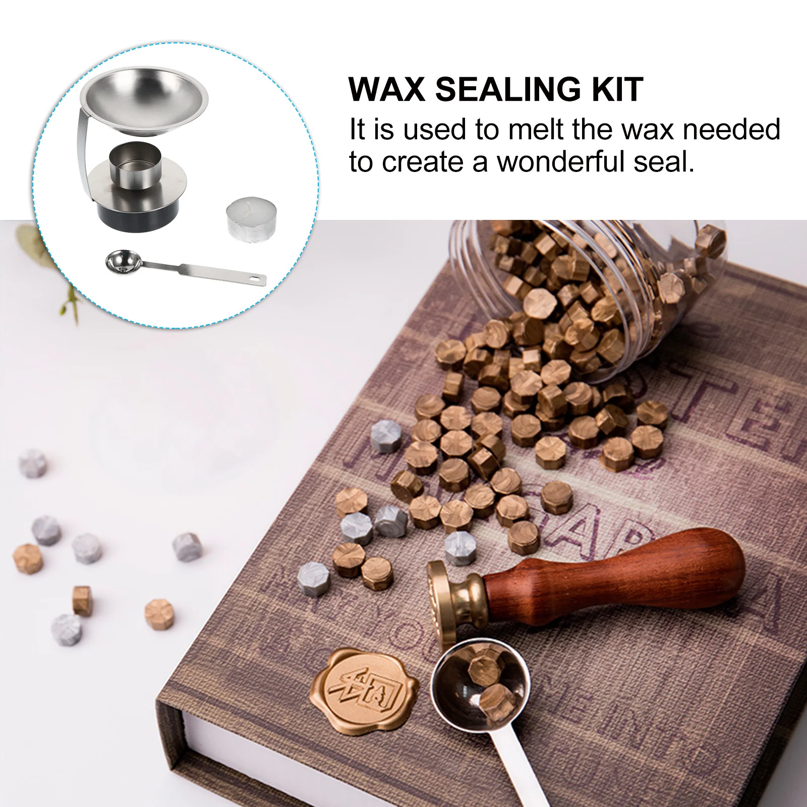 1 مجموعة 1 مجموعة الفولاذ المقاوم للصدأ الشمع ختم دفئا لجميع المستويات Diy بها بنفسك ذوبان موقد العملي ورنيش ختم أداة مجموعة فرن الشمع