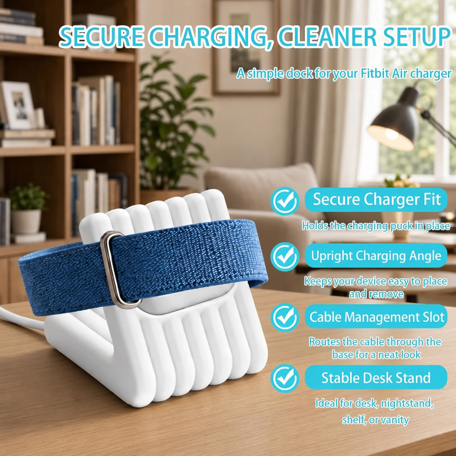 Desktop Charging Stand for Google Fitbit Air Compact Nightstand Organizer Base Desktop Charger Holder Non-Slip Storage Base