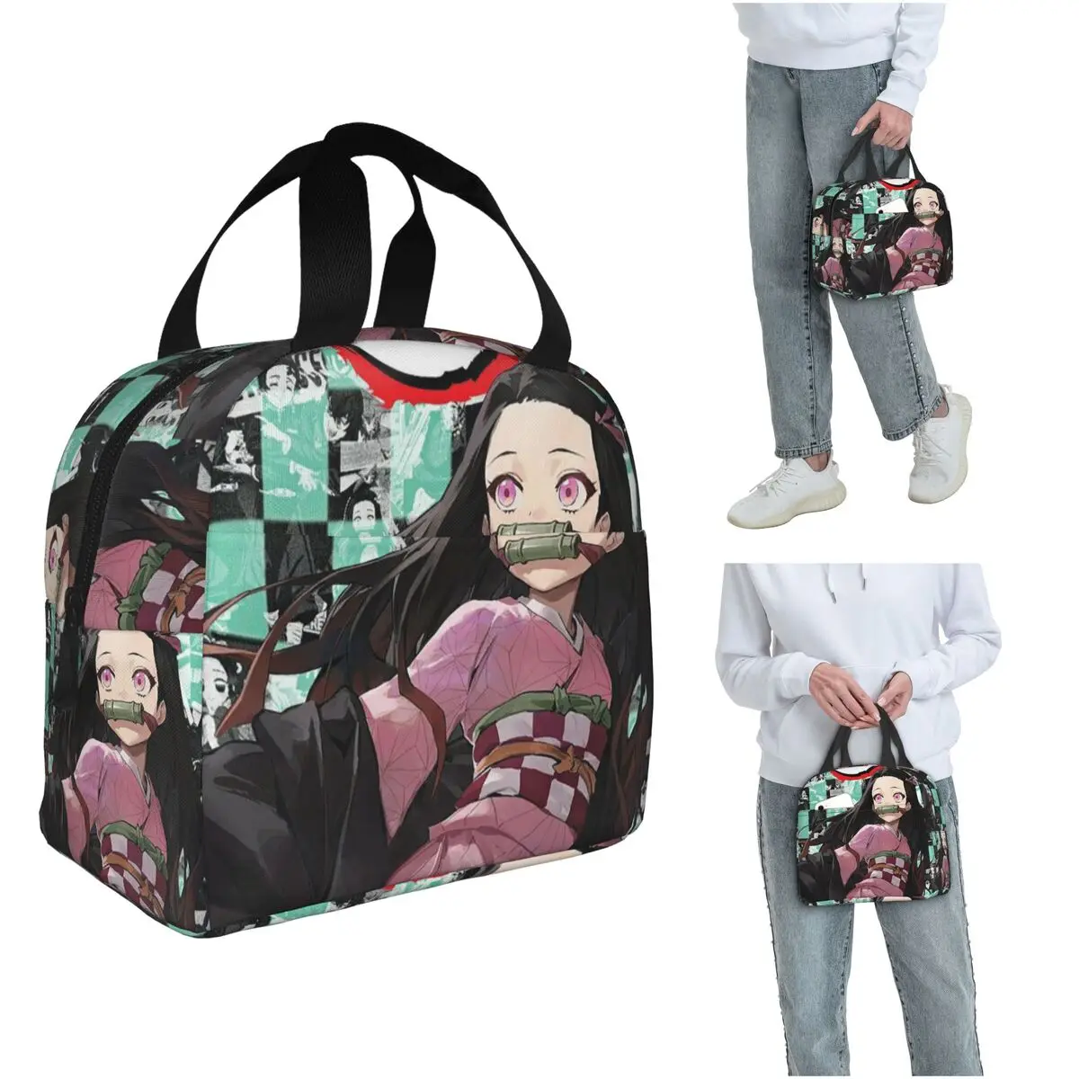 

Demon Slayer Anime Nezuko Kamado Insulated Lunch Bag for Women Office Cooler Thermal Food Box Tote Lunch Boxes Container